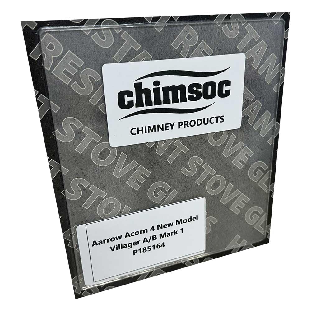 Chimsoc Replacement Stove Glass - Villager A/B Mark 1 / Bayswater/Berkley/Bromley/Cotswold/Flatmate/Heron/Huntsman/Kitchener (185mm x 164mm Rectangular)