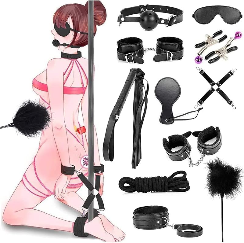 11 Stück SM Sex Bondage Set, BDSM Fesseln Sex Set Sex Spielzeug Anal Plug Butt Plug Set für Anfänger, Erotiek SM Sexspielzeug Erotik Handschellen für Paare Extrem Sex (Schwarz)