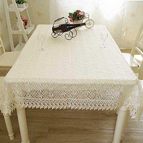 Earlyheart European Classical Simple Tablecloth Fashion Fabric Beautiful Jacquard Lace Tablecloth Rectangular Tablecloth Rectangular Cloth Beige, Multiple Sizes,XL
