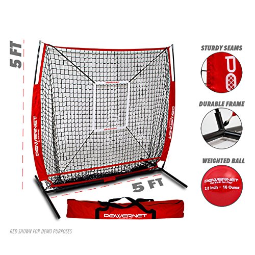 image for PowerNet 5x5 Practice Net + Strike Zone + Weighted Training Ball Bundl