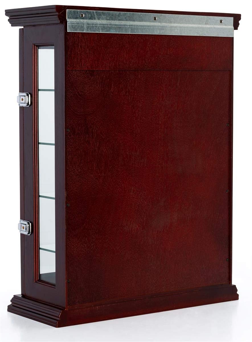 Displays2go Wooden Wall Curio Cabinet Countertop Dark Cherry