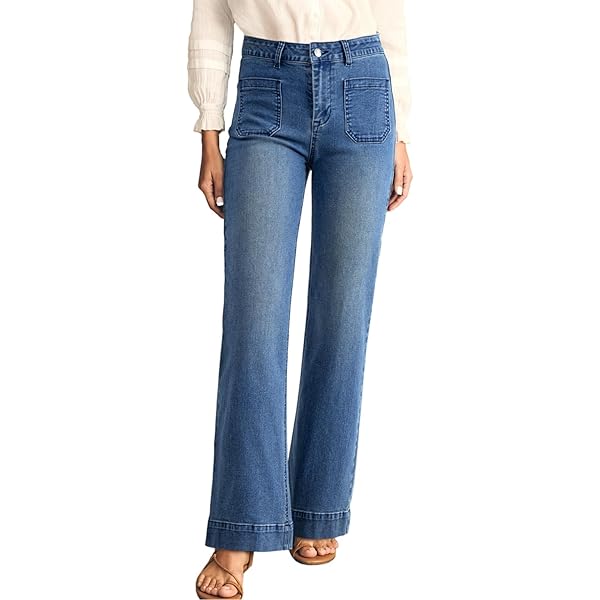 Atditama Stretch Patchwork Jeans Denim Pants For Women High...
