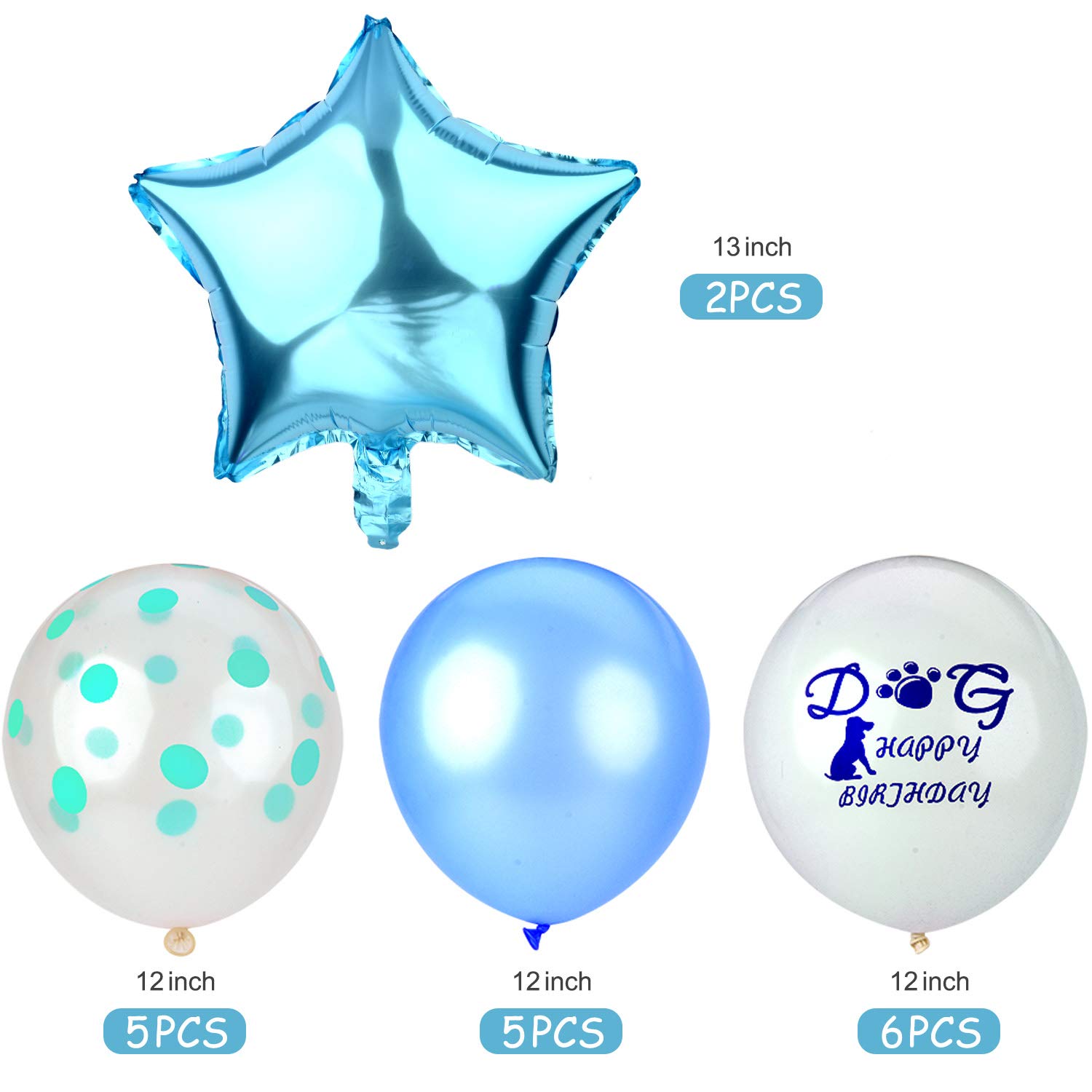 Legendog 24Pcs Dog Cat Birthday Party Supplies, Dog Boy Birthday Party Decorations, Dog Cat Birthday Party WOOF Letters Balloons, Happy Pet Birthday Party Kit (Blue)