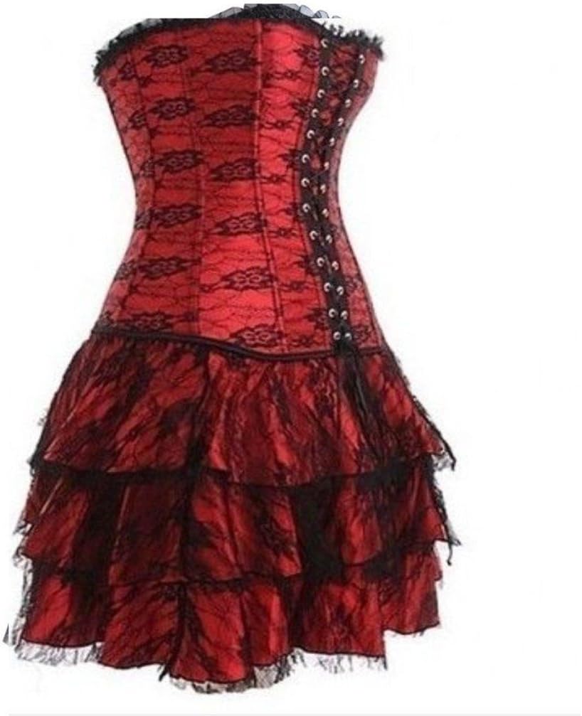 LFFW Lace Overlay Red Corset Lace Trim Skirt/Moulin Rouge Dress Red