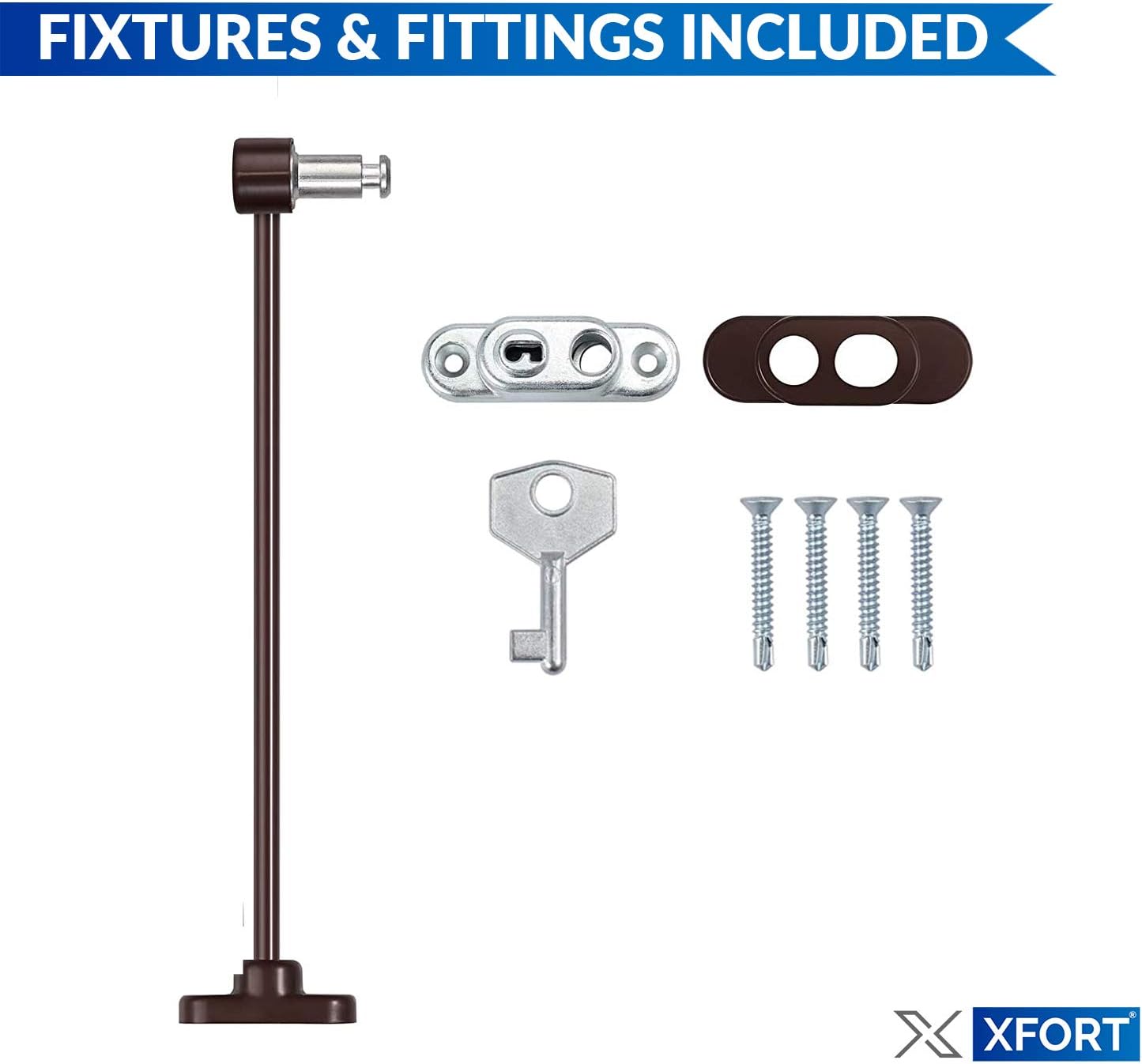 XFORT Viper Key Locking Cable Window Restrictor in Brown, Durable Window Safety Lock for Child Safety and Window Security - Image 3