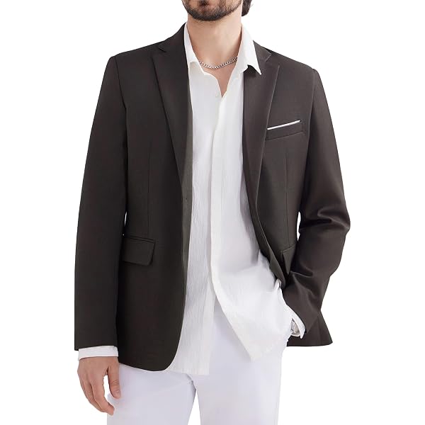 MAGE MALE Slim Fit Blazer - One Button Solid Color Sport Coat For Men Business Casual