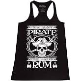 Instant Pirate Just Add Rum Women's Racerback Tank Top, Slim Fit | Funny Pirate Saying, Nautical Rum Lover Print, Beach Cruise Vacation Graphic Tee, Sailing, Summer Workout Gym Tank