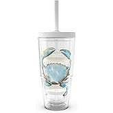 Tervis Sara Berrenson - Atlantica Collection Made in USA Double Walled Insulated Tumbler Travel Cup Keeps Drinks Cold & Hot, 24oz with Straw Lid, Crab