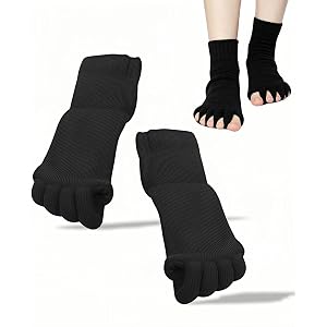 Women's Open Toe Toe Separator Socks – Yoga Massage Foot Alignment for Bunions, Overlapping Toes & Plantar Fasciitis Pain Rel