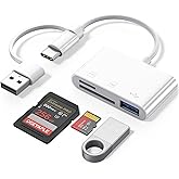 Deeyaple SD Card Reader, 3 in 1 Memory Card Reader, USB-A & USB-C Dual Interface SD/TF Micro SD Card Adapter, Compatible with