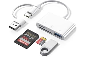 Deeyaple SD Card Reader, 3 in 1 Memory Card Reader, USB-A & USB-C Dual Interface SD/TF Micro SD Card Adapter, Compatible with