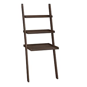 VASAGLE Ladder Shelf, 100% Bamboo Bookshelf, 3-Tier Home Office Desk, Display and Storage for Living Room, Bedroom, Walnut ULLS13BR