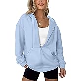 LYHIPSS Women's Oversized Lightweight Hoodies for Women Full Zip Up Long Sleeve Drawstring Jackets