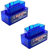 BWBWND 2 PCS ELM327 OBDII Car Auto Diagnostic Scanner, Professional Mini Bluetooth Scan Tool Engine Fault Code Reader, Wireless Failure Detector Interface Adapter for Most OBD II Vehicles