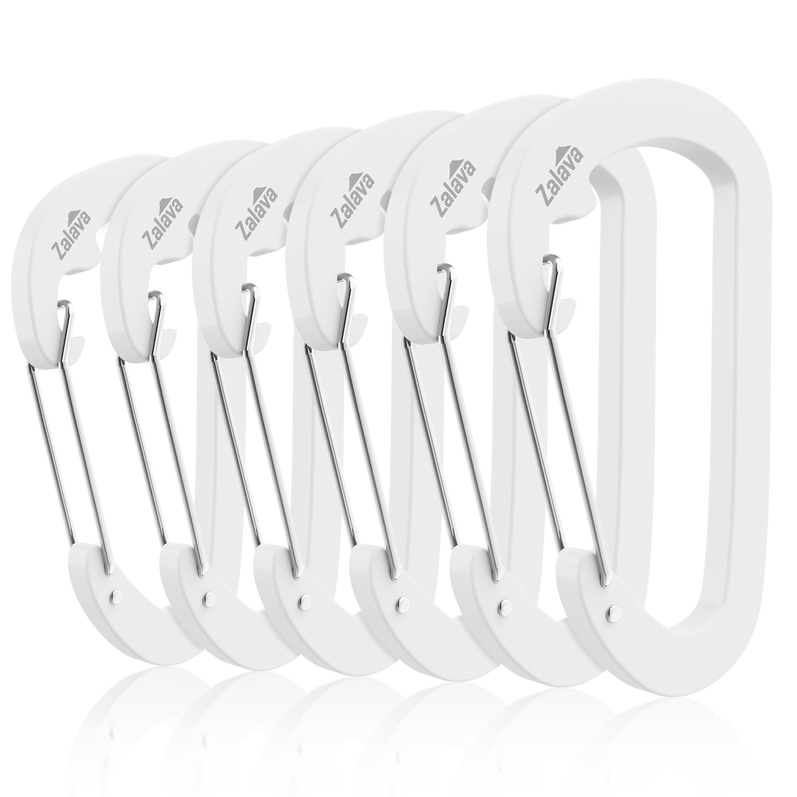Photo 1 of 6 Pack Carabiner Clip D-Shape Spring for Keychain, 3 inch Heavy Duty Keychain Clip for Climbing Fishing Hiking Outdoor Clip Hook White