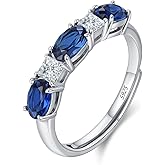 925 Sterling Silver Birthstone Rings for Women - Adjustable Size Women Jewelry Birthday Gifts for Girlfriend,Wife,Mom