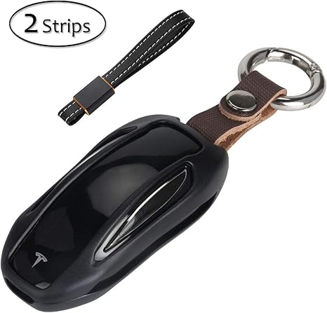 Azipro Tesla Key Fob Cover Case Alumium Hard Keyless Remote Flip Key Protection Case Shell Cover Key Chain For Men Women Model X Black