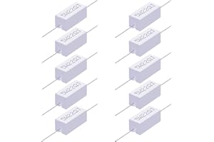 Skweawert Cement Resistor, 10PCS 5W 22 Ohm 5% Axial Lead Wire Resistor White Wound Fixed Ceramic Resistors Wirewound Power Resistors Flame Heat Moisture Resistance Precharge Horizontal Resistors