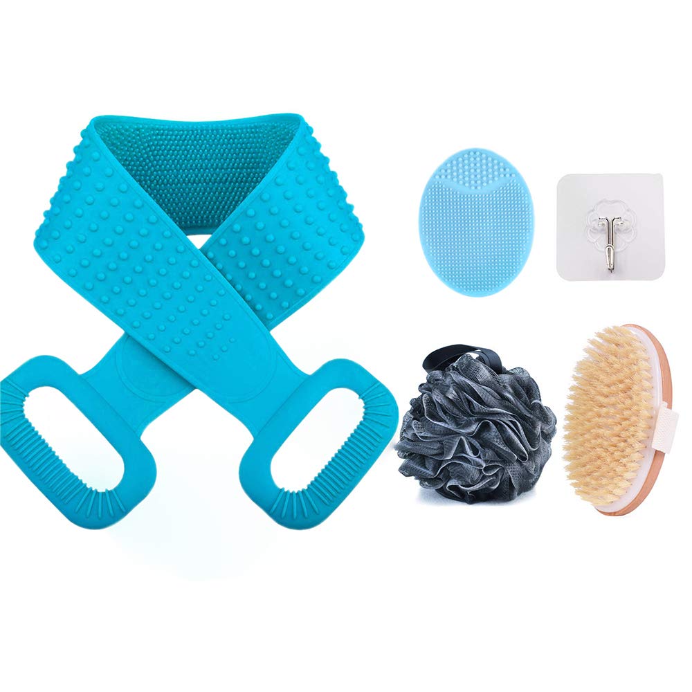 Body Scrubber Set, Shower Brush, Silicone Back Scrubber Washer, Wet and Dry Bath Body Brush, Silicone Body Brush with Scrub Bath Shower Scrubber Bathing Accessories Silicone Face Brush Charcoal Loofah : Beauty