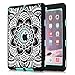 PIXIU iPad Air 2 Case, Heavy Duty Shockproof Protective case Without Screen Protector Rugged Three-Layer Defender Cover For iPad Air 2(A1566/A1567) 2014 Released Mandala Floral/Black