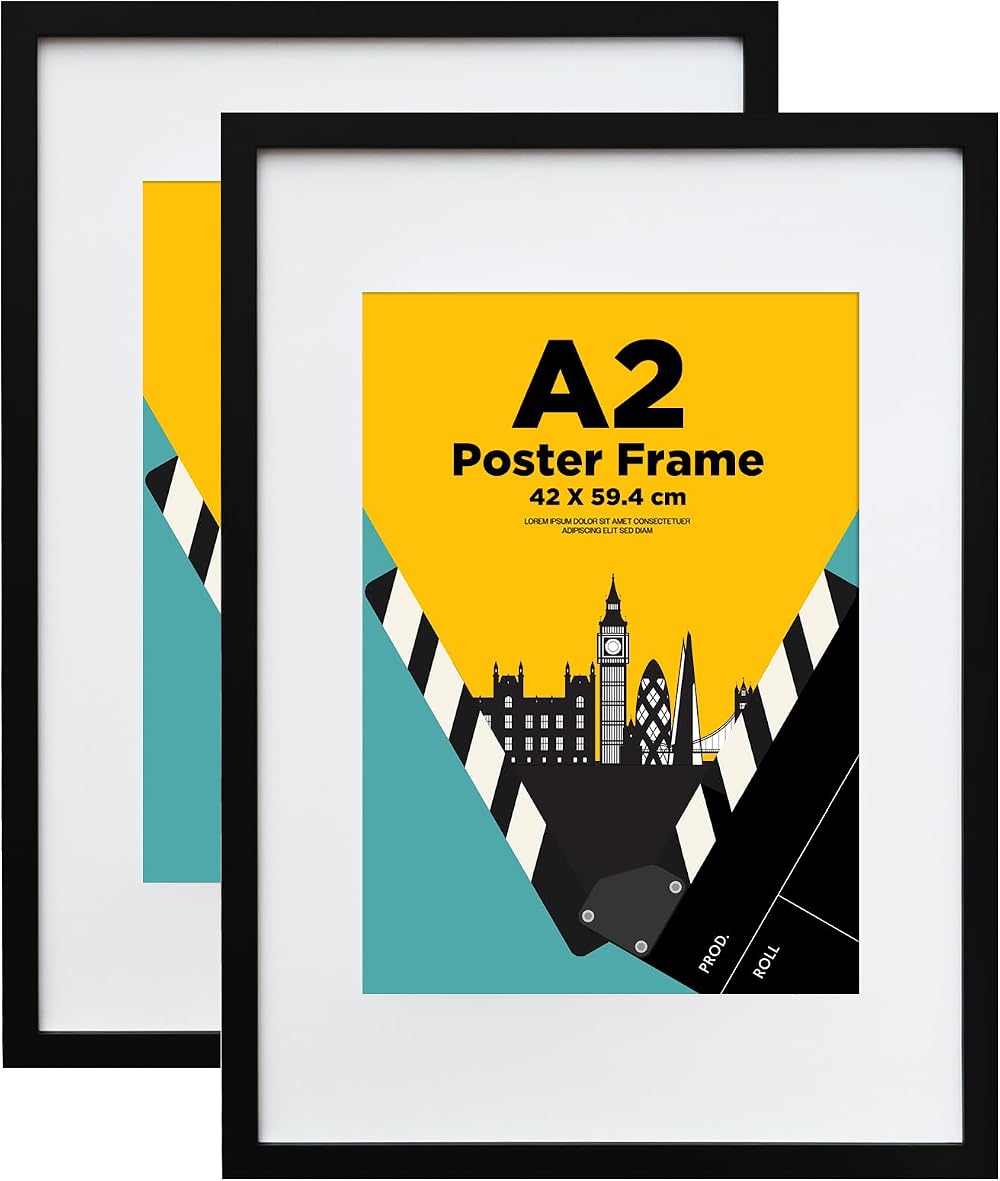 EGOFINE A2 Picture Frame Set 100% Solid Wood Black 42 x 59.4 cm