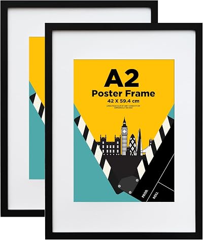 EGOFINE A2 Picture Frame Set 100% Solid Wood Black 42 x 59.4 cm