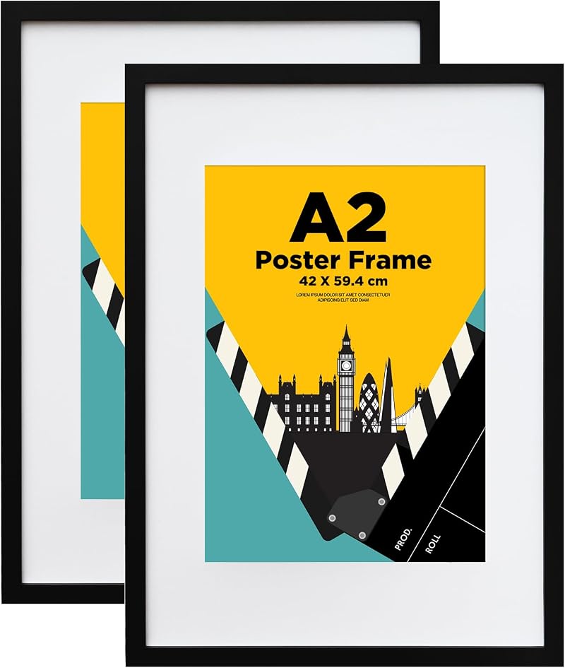 EGOFINE A2 Picture Frame Set 100% Solid Wood Black 42 x 59.4 cm