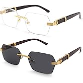 COASION Fashion Rimless Frameless Sunglasses for Women Men Y2k Retro Sun Glasses Square Tinted Glasses