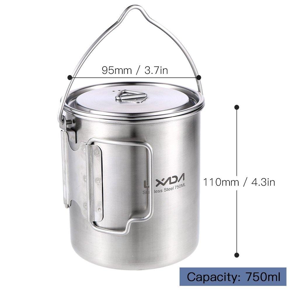 Lixada Camping Cup Pot with Foldable Handles and Lid Ultralight