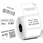 Thermal Labels Compatible with Phomemo M100/M110/M150/M221/M220/M120/M200/M250 Label Printer,1.18" x 0.79" (30x20mm), 320 Labels/Roll, Black on White