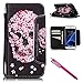 Galaxy S7 Case, Firefish Kickstand Flip [Card Slots] Wallet Cover Double Layer Bumper Shell with Magnetic Closure Strap Case for Samsung Galaxy S7-Skull