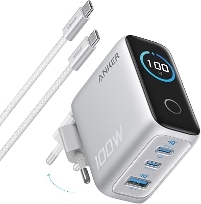 100W USB C Ladegerät, Smart Ladegerät, kompaktes 3-Port GaN Netzteil