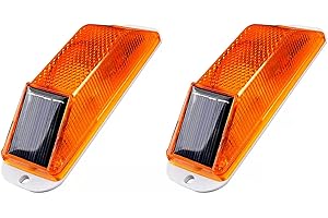 KAGOR Traffic Light 2Pcs Solar Strobe Warning Light Sensitive Emergency LED Flashing Lamp Super Bright IP54 Waterproof Wireless Light Control Beacon Barricade Construction Safety Road Signs (Yellow)