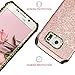BENTOBEN Galaxy S6 Edge Case, S6 Edge Case, 2 in 1 Luxury Glitter Bling Hybrid Slim Hard Covers Sparkly Shiny Faux Leather Chrome Shockproof Protective Case for Samsung Galaxy S6 Edge, Rose Gold