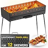 Charcoal Grill for 12 Skewers - Portable Barbecue