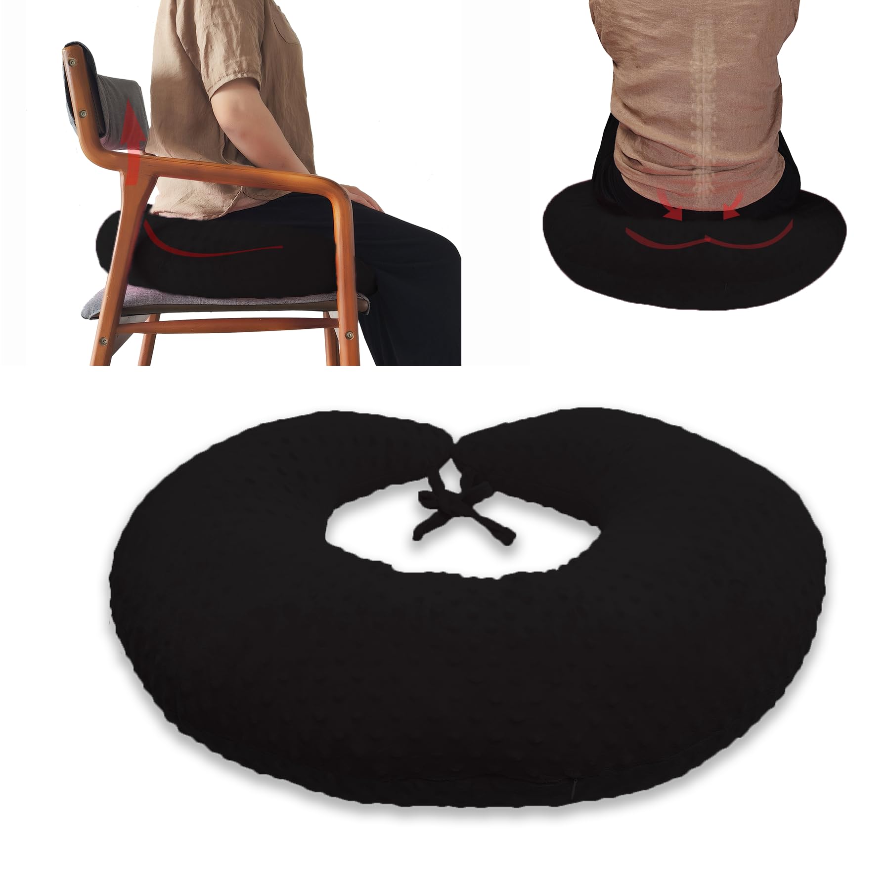 Photo 1 of coceyese BBL Pillow After Surgery for Butt Sleeping, Brazilian Butt Lift Pillow Post Surgery Recovery for Sitting Sleeping Driving Donut Pillow for Woman Lumbar Back Cushion Seat Foam (Black Dot)
