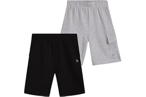 RBX Boys' Active Shorts - 2 Pack Breathable Performance Fleece Athletic Shorts with Functional Pockets (Sizes: 8-16)