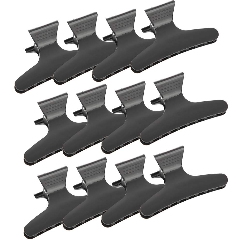 12 pieces hair mittettons, hairdressing accessories non-slip hair clips for women, black matte hairdressing sectioning clips