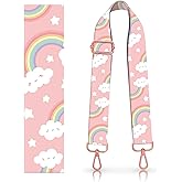 DANHRO Wide Purse Strap Replacement Crossbody Handbag Shoulder Strap Adjustable Bag Straps Replacement (Cute Rainbow Stars)