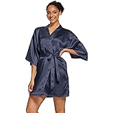 Women's Satin Robes Floral Bridesmaid Robes Short Silk Kimonos Sleepwear