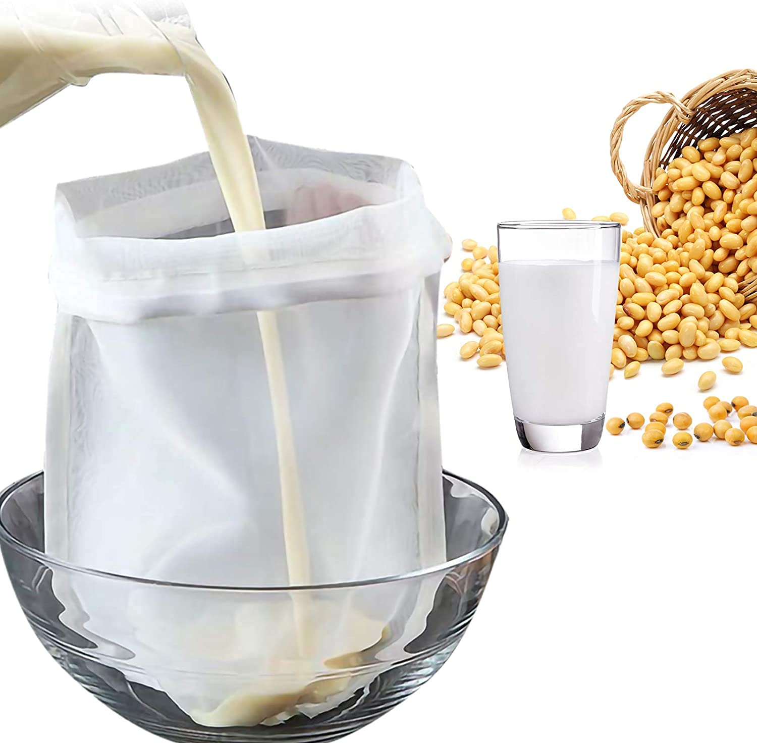 Namvo 2 Pack Cheesecloth Reusable for Straining, 100% Unbleached Pure Cotton Muslin Cloths Filter Bags for Home Brewing, Nut Milk, Juice, Cheesecloth, Yogurt, Hop Bags 49 * 60cm