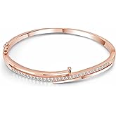 18K Gold Plated Knotty Nail Bangle Bracelet for Women with Austrian Crystals, Dainty Trendy Jewelry for Birthday,Anniversary,Elegant Gift for Her