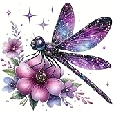 Christmas Purple Dragonfly Flower PVC Vinyl Car Decals Stickers Waterproof Self-Adhesive Decals for Cars, Laptops, Trucks, Motorcycles Wall Window Luggage Scratch Cover Door Decor Sticker