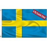 Sweden Flag 3x5 Swedish Flag Double Sided Three Layer Flags of Sweden 240D Polyester Fiber Bright Color with Durable Canvas Header and 2 Non Fading Brass Grommets