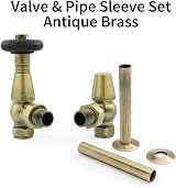 Hot Flow Antique Brass Jordan Angled TRV Radiator Valve Set Thermostatic Control view 2