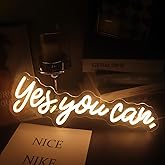 "Yes, You Can" LED Neon Sign Words Light Up Signs for Room Wall Art Decor, Inspiring Neon Light for Home, Apartment,School,Bar,Hotel,Restaurant,Cafe Decoration Christmas Birthday Gift (Warm white)
