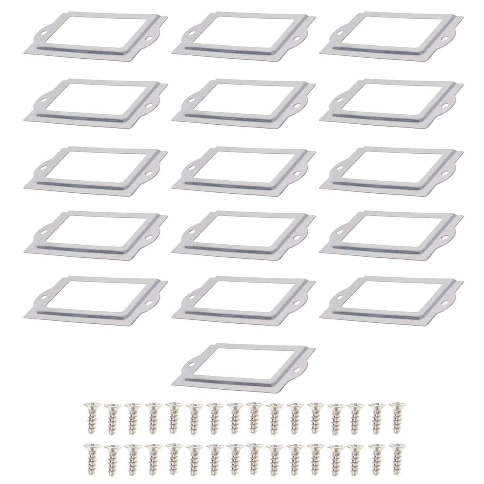 HAOBIN Label Holder Metal Label Holder Shelf Label Frame Metal 80 x 35 mm Name Badges Label Frame with Screws Used for Bookshelf Storage Cabinets in Office Libraries, Pack of 16