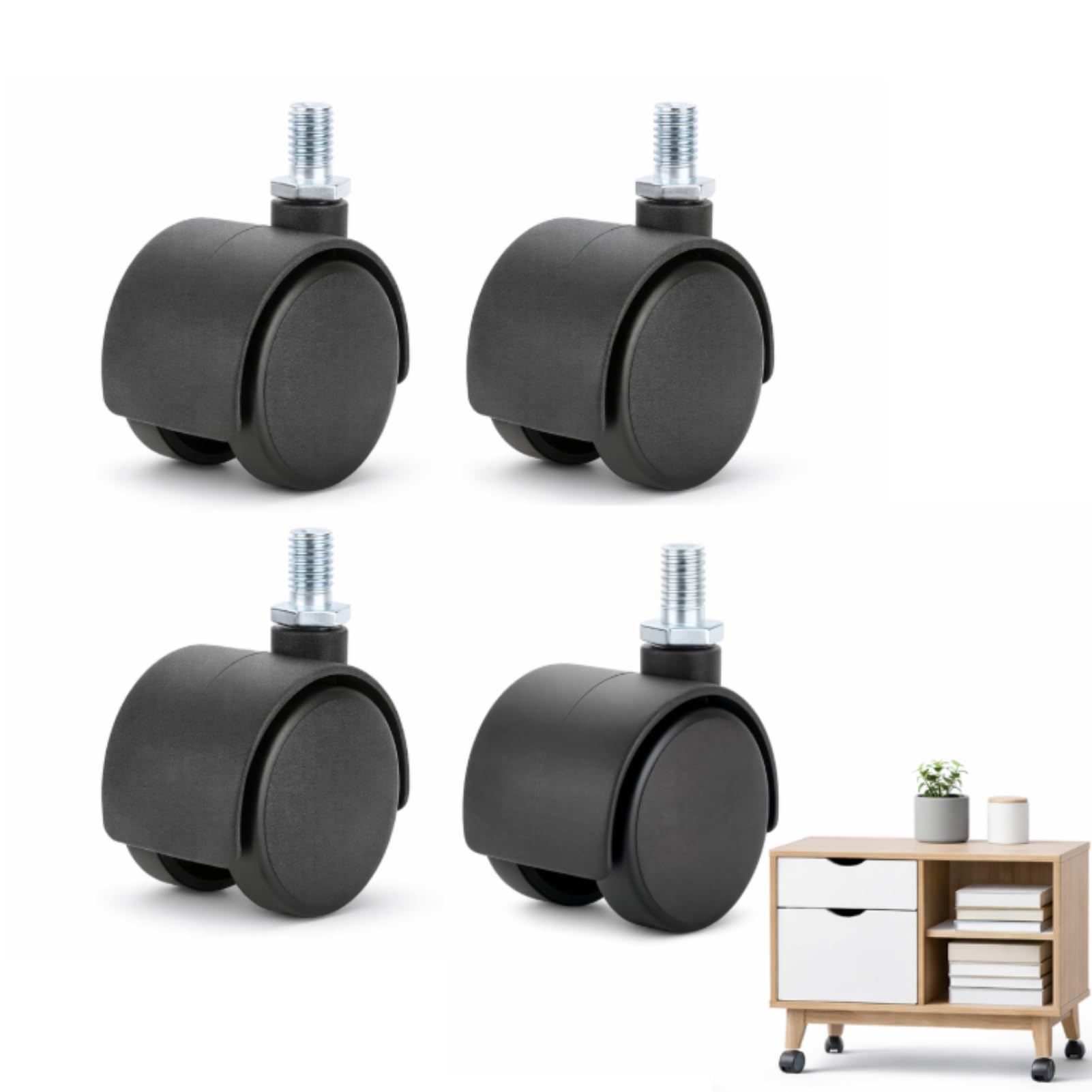 WGFOIP 4Pcs Office Chair Castors, 360 Degree Rotating Furniture Caster Wheels Floor Protecting Swivel Caster for Carts, Cabinet