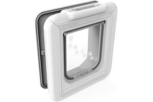 Cat Mate Elite I.D. Disc Cat Door with Timer Control, LCD Display, 4-Way Locking Options, Durable Polymer Construction -White