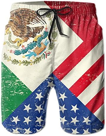Ciutae Men's Mexican American Flag Quick-Drying Boardshort Swimm Surf Trunk Beach Shorts